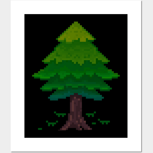 Pixel Pine Tree Wall Art by SnowPixelArtStore